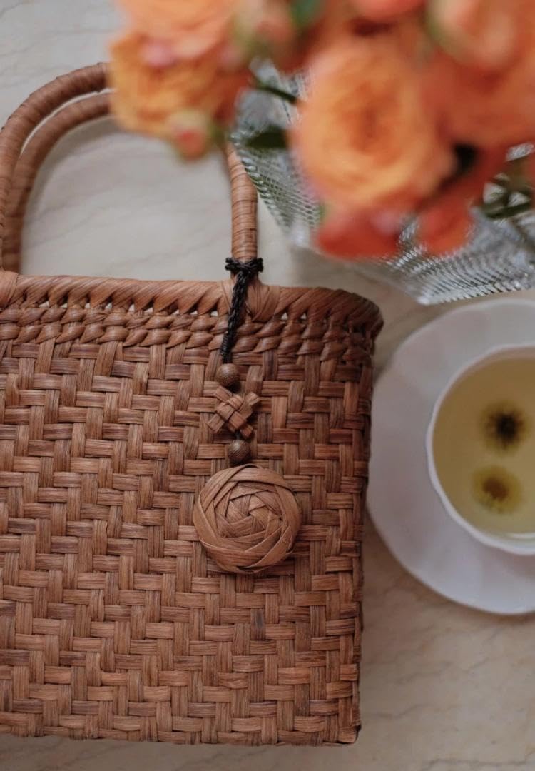 期間限定】 山葡萄 かごバッグ 網代編み 職人手編み 籠 内布付 専属